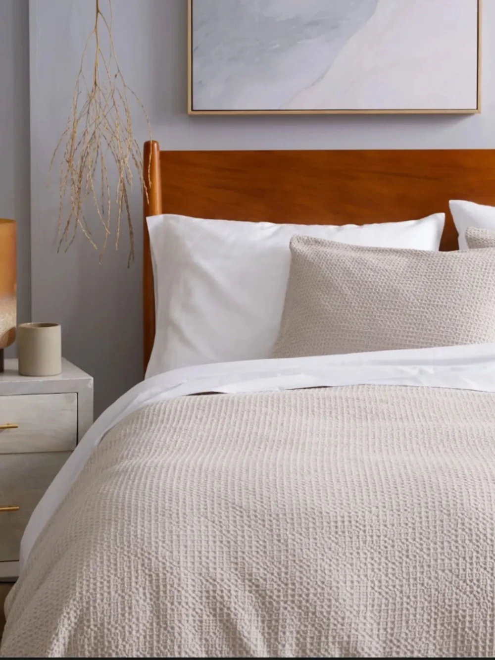 Organic Luxe Honeycomb Duvet Cover Set Twin Sand Tan